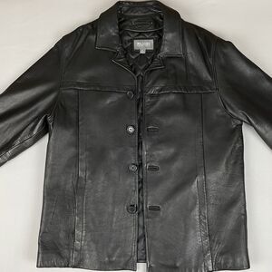 Wilsons Dylan 4-Button Leather Jacket Blazer Sport Coat Men's L Black Insulated